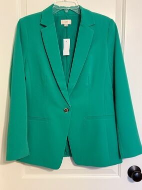 LOFT Green Single-Button Blazer